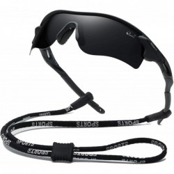 Wrap Polarized Sports Sunglasses for Men Women Baseball Running Cycling Golf Tr90 Durable and Ultralight Frame - Black - CE19...