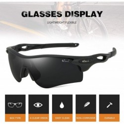 Wrap Polarized Sports Sunglasses for Men Women Baseball Running Cycling Golf Tr90 Durable and Ultralight Frame - Black - CE19...