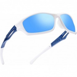 Sport Polarized Sports Sunglasses for Men TR90 Unbreakable Frame - Blue Mirror - C518H6Y3S5G $23.71