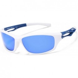 Sport Polarized Sports Sunglasses for Men TR90 Unbreakable Frame - Blue Mirror - C518H6Y3S5G $23.71