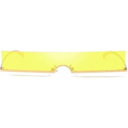 Oval Sunglasses Fashion Goggles Square Eyeglasses Glasses Eyewear - Yellow - CC18QRI3IXG $12.78