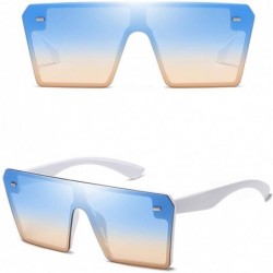 Oversized Unisex Oversize Shield Vintage Square Sunglasses Flat Top Colorful Lenses Fashion Shades - C8199HN8MD6 $12.59