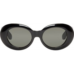 Oval Rock Star Retro Fashion Thick Frame Clout Goggles Round Sunglasses - Black - CT1832KH0XR $19.32