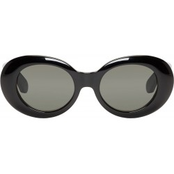 Oval Rock Star Retro Fashion Thick Frame Clout Goggles Round Sunglasses - Black - CT1832KH0XR $8.76