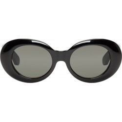 Oval Rock Star Retro Fashion Thick Frame Clout Goggles Round Sunglasses - Black - CT1832KH0XR $8.76