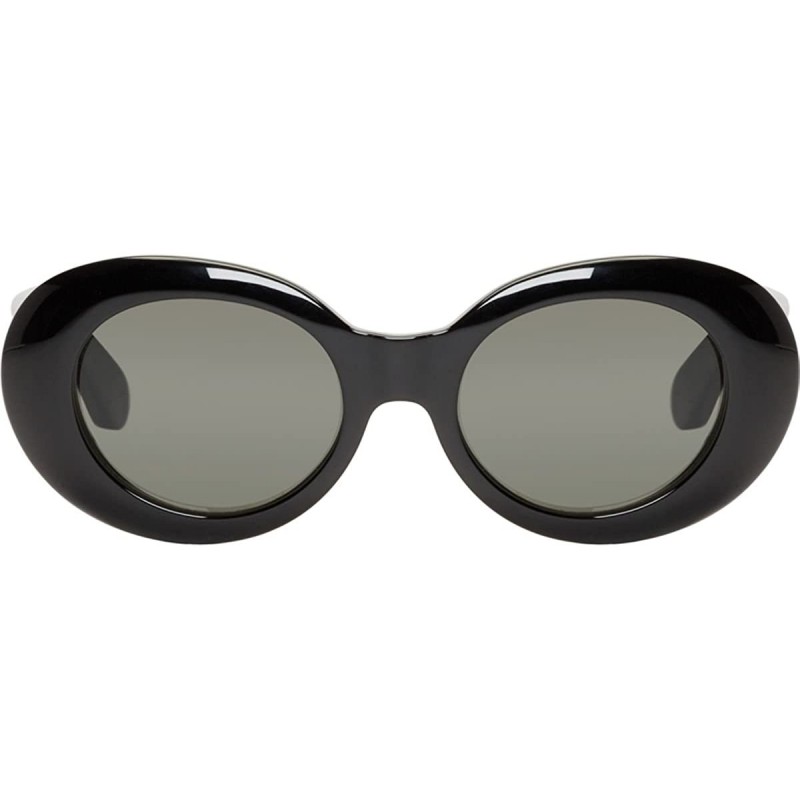 Oval Rock Star Retro Fashion Thick Frame Clout Goggles Round Sunglasses - Black - CT1832KH0XR $8.76