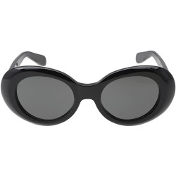 Oval Rock Star Retro Fashion Thick Frame Clout Goggles Round Sunglasses - Black - CT1832KH0XR $8.76