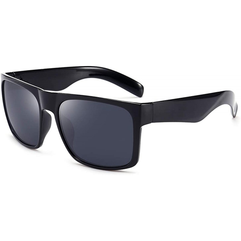 Square Mens Square Polarized Sunglasses Lightweight UV Protection - Black - C718MGI2GD5 $8.39