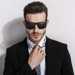 Square Mens Square Polarized Sunglasses Lightweight UV Protection - Black - C718MGI2GD5 $8.39