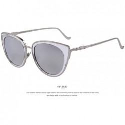 Aviator Fashion Women Cat Eye Sunglasses Alloy Frame Brand Designer Sunglasses C03 Pink - C05 Silver - CC18XE9C4QG $25.17