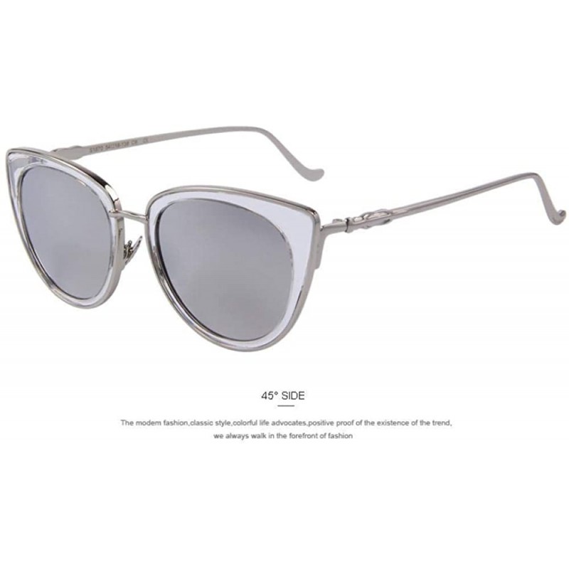 Aviator Fashion Women Cat Eye Sunglasses Alloy Frame Brand Designer Sunglasses C03 Pink - C05 Silver - CC18XE9C4QG $13.91