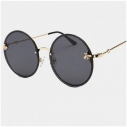 Rimless Round Rimless Sunglasses for Men Women with Bee Decoration - C1 Gold Gray - CX1989URRQX $23.15