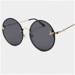 Rimless Round Rimless Sunglasses for Men Women with Bee Decoration - C1 Gold Gray - CX1989URRQX $11.73