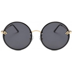 Rimless Round Rimless Sunglasses for Men Women with Bee Decoration - C1 Gold Gray - CX1989URRQX $11.73