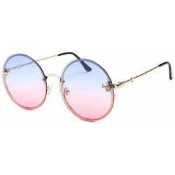 Rimless Round Rimless Sunglasses for Men Women with Bee Decoration - C1 Gold Gray - CX1989URRQX $11.73