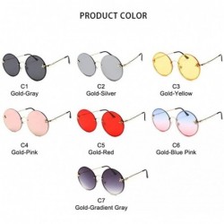 Rimless Round Rimless Sunglasses for Men Women with Bee Decoration - C1 Gold Gray - CX1989URRQX $11.73