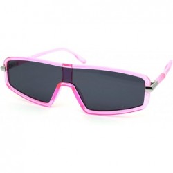 Rectangular Narrow Robotic Shield Plastic Disco Pop Color Sunglasses - Pink Black - CA18WTMSO5T $22.13