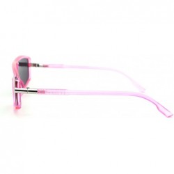 Rectangular Narrow Robotic Shield Plastic Disco Pop Color Sunglasses - Pink Black - CA18WTMSO5T $9.70