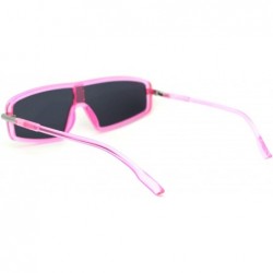 Rectangular Narrow Robotic Shield Plastic Disco Pop Color Sunglasses - Pink Black - CA18WTMSO5T $9.70