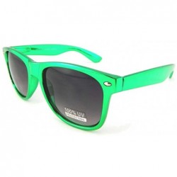 Wayfarer New Promotional Budget Wayfarer Retro Metallic Chrome Sunglasses - Grey Lens - Green - CP11F4YQMBP $20.30
