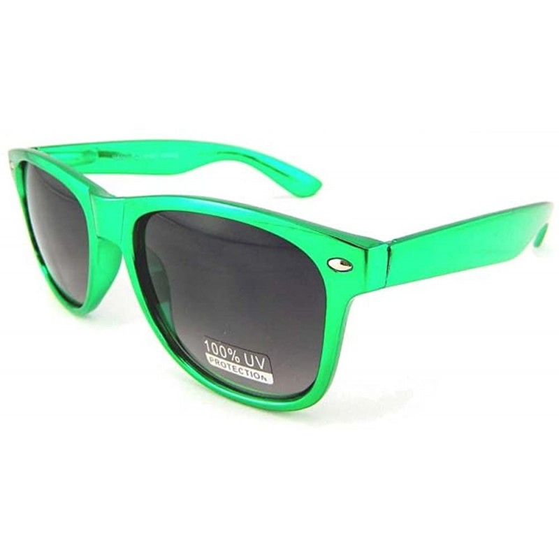 Wayfarer New Promotional Budget Wayfarer Retro Metallic Chrome Sunglasses - Grey Lens - Green - CP11F4YQMBP $12.29