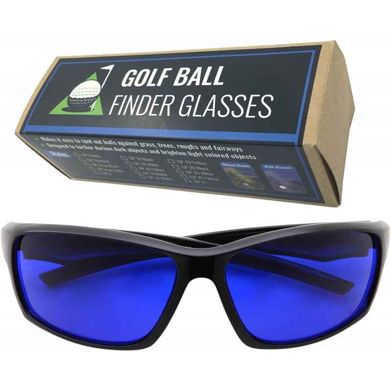 Wrap Tinted Golf Ball Finder Glasses - Sporty Blue Lens- Wrap Around Sunglasses - Black - CT188AOD7NU $15.08