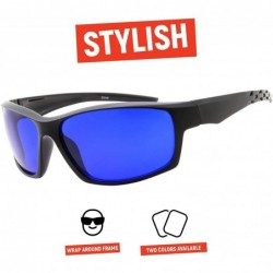 Wrap Tinted Golf Ball Finder Glasses - Sporty Blue Lens- Wrap Around Sunglasses - Black - CT188AOD7NU $15.08