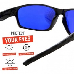 Wrap Tinted Golf Ball Finder Glasses - Sporty Blue Lens- Wrap Around Sunglasses - Black - CT188AOD7NU $15.08