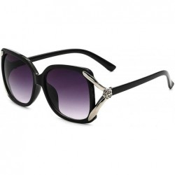 Oval Vintage V Shape Frame Sunglasses for Women PC Resin UV 400 Protection Sunglasses - Black - C518T2TE9MX $28.29