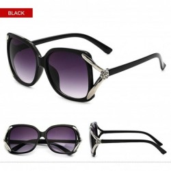 Oval Vintage V Shape Frame Sunglasses for Women PC Resin UV 400 Protection Sunglasses - Black - C518T2TE9MX $14.52