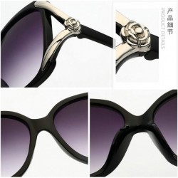 Oval Vintage V Shape Frame Sunglasses for Women PC Resin UV 400 Protection Sunglasses - Black - C518T2TE9MX $14.52