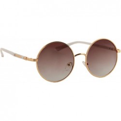 Round Modern Inspired Sunglasses for Women Mirror Round Circle Metal Frame - C718O7IINSK $9.55