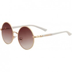 Round Modern Inspired Sunglasses for Women Mirror Round Circle Metal Frame - C718O7IINSK $9.55