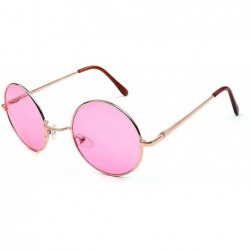 Oversized Men Women Round Vintage Aviator Mirrored Sunglasses Circle Eyewear Summer Outdoor Glasses - A - CU185YRLACK $17.31