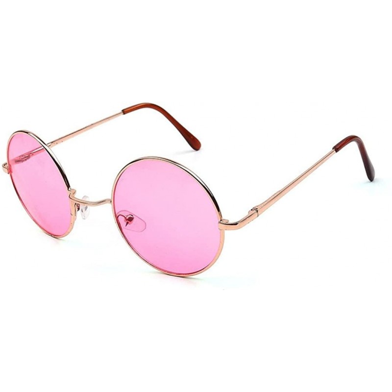 Oversized Men Women Round Vintage Aviator Mirrored Sunglasses Circle Eyewear Summer Outdoor Glasses - A - CU185YRLACK $11.54