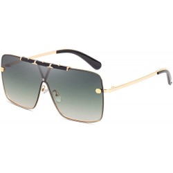 Oversized Flat Top Sunglasses For Men Women Rimless Shield Sunglasses oversized Retro Sunglasses - 3 - C6190R00C87 $32.73