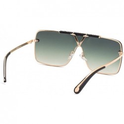 Oversized Flat Top Sunglasses For Men Women Rimless Shield Sunglasses oversized Retro Sunglasses - 3 - C6190R00C87 $21.26