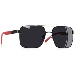 Square DESIGN Polarized Sunglasses Men Driving Square Metal Frame Men's C1Black - C1black - CT18XAKMQDZ $18.28