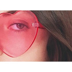 Rimless Heart Transparent Multicolor Party Favors Big Rimless Sunglasses for Women - 1pcs Hotpink + 1pcs Pink - CS18O57QO3Z $...
