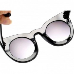 Round Cat Eye Sunglasses - Polarized Round Frame for Women UV Protection Sunglasses with Case & Lens Cloth - CW198392W33 $9.64