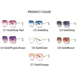 Square Rimless Square Sunglasses Women Fashion 2020 Summer Style Brand Designer Gradient Lens Eyewear UV400 Glass - CT199QCLY...