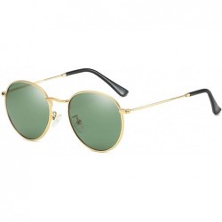 Round Classic Polarized Sunglasses for Women Men Small Round Metal Frame Mirrored Lens Sun Glasses - Gold/G15 - C318O5LU3HR $...