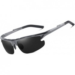 Sport Polarized Sports Sunglasses Al-Mg for Men Driving Sun Glasses Women - Grey - C9194XOK3ZO $15.39