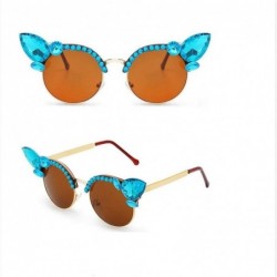 Cat Eye Fashion Vintage Diamond Sunglasses Crystal - 5 - CZ198G56EL9 $46.04