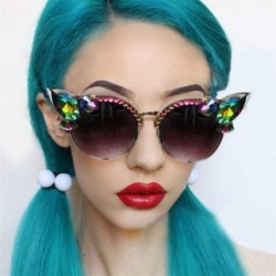 Cat Eye Fashion Vintage Diamond Sunglasses Crystal - 5 - CZ198G56EL9 $21.49