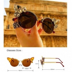 Cat Eye Fashion Vintage Diamond Sunglasses Crystal - 5 - CZ198G56EL9 $21.49