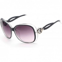 Oval Classic style Sunglasses for women metal Resin UV400 Sun glasses - Transparent Black - CJ18SARQC3A $11.74