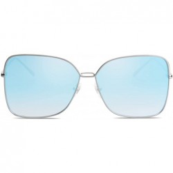 Aviator Fashion Designer Square Sunglasses for Women Flat Mirrored Lens SJ1082 - CJ18CYHC4QA $17.48