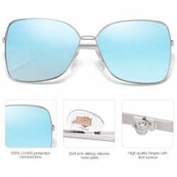 Aviator Fashion Designer Square Sunglasses for Women Flat Mirrored Lens SJ1082 - CJ18CYHC4QA $17.48