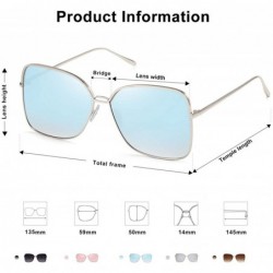 Aviator Fashion Designer Square Sunglasses for Women Flat Mirrored Lens SJ1082 - CJ18CYHC4QA $17.48